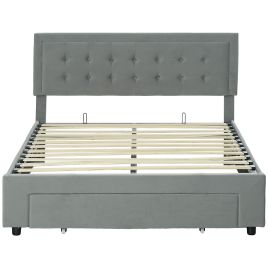 Scott Double Size Ottoman Bed Frame with Front Drawer - Grey