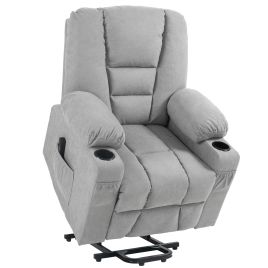 Scott Oversized Lift Chair with Remote Control and Cup Holder - Grey