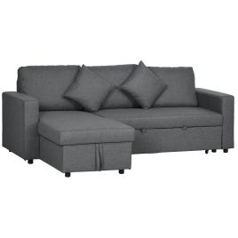Scott Corner Sofa Bed with Storage - Dark Grey