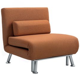 HERON Single Linen-Feel Sleeper Chair - Coffee