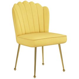 Dining Chair - Velvet Shell Accent Chair Yellow 57cm