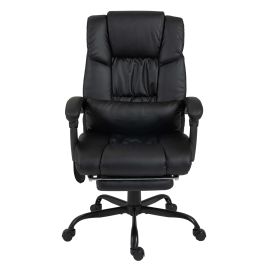 6-Point PU Leather Massage Racing Chair Electric Padded Recliner Chair Height Angle Adjustable 5 Wheels w/ Remote Footrest Home Office Black