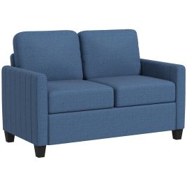 2 Seater Sofa - Channel Tufted Modern Fabric Couch Sofa Blue 135cm