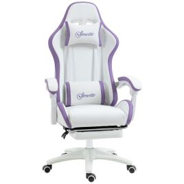 Racing Gaming Chair, Reclining PU Leather Computer Chair with 360 Degree Swivel Seat, Footrest, Removable Headrest and Lumber Support, Purple