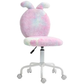 HERON Fuzzy Bunny Office Chair, Colourful Faux Fur Swivel Desk Chair with Adjustable Height, Vanity Seat