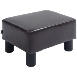 PU Leather Footstool Ottoman Cube with 4 Plastic Legs
