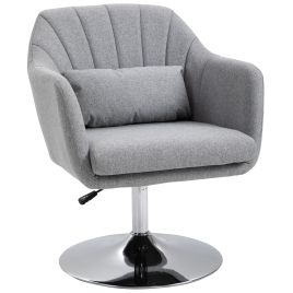 Swivel Accent Chair Contemporary Vanity Armchair with Adjustable Height Thick Cushion Lumbar Support Armrest for Bedroom