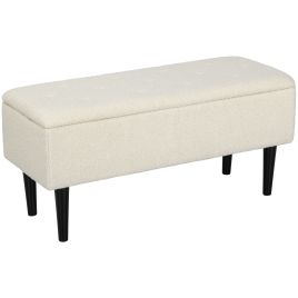 HERON 47L Teddy Fleece Storage Ottoman - Cream