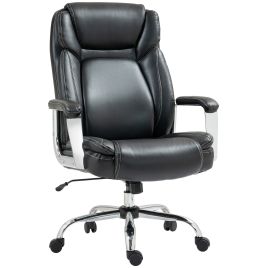 HERON Ergonomic Office Chair, Heavy Duty Faux Leather Desk Chair with Tilt Function, Black