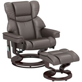 HERON Massage Recliner Chair with Footstool, Swivel Armchair with Adjustable Backrest, Brown