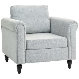 Scott Vintage Accent Chair with Back Pillow - Light Grey