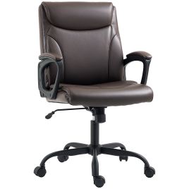 HERON Executive Office Chair, Faux Leather Desk Chair with Height Adjustable, Brown