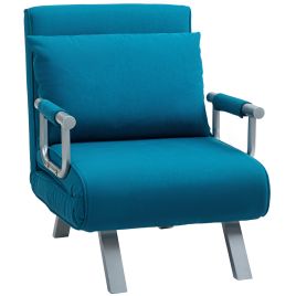 HERON 4-in-1 Faux Suede Chair Bed - Blue