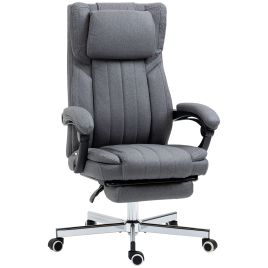 High Back Computer Desk Chair, Executive Office Chair with Adjustable Headrest, Footrest, Reclining Back, Dark Grey