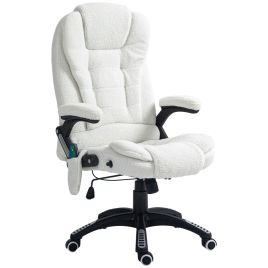 Office Chair - Vinix Boucle Massage Office Chair White 67cm