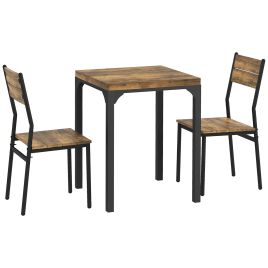 HERON Three-Piece Minimal and Compact Dining Set, Rustic Brown