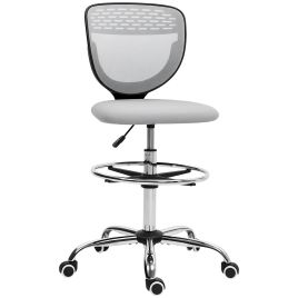 VONSETTA 68-88cm Draughtsman Office Chair, with Wheels - Light Grey
