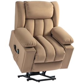 HERON Power Lift Recliner Chair with Vibration Massage and Heat, Electric Lift Chair for Elderly, Light Brown