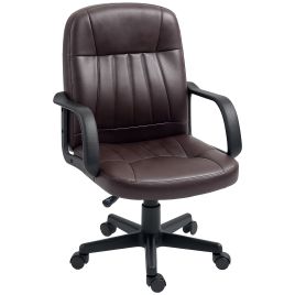 HERON Swivel Executive Chair PU Leather Computer Desk Chair, Dark Brown