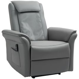 HERON 3D Kneading Massage Recliner Chair with Headrest, Breathable Leather Recliner Armchair, Electric Reclining Chair with Footrest, Grey