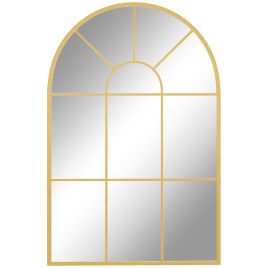 HERON Modern Arched Wall Mirror, 91 x 60 cm Window Mirrors for Living Room, Bedroom, Gold Tone