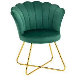 HERON Velvet-Feel Lotus Petal Accent Chair - Green