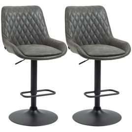 Retro Adjustable Bar Stools Set of 2 with Swivel Seats