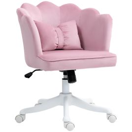 HERON Velvet-Feel Petal Back Office Chair - Pink