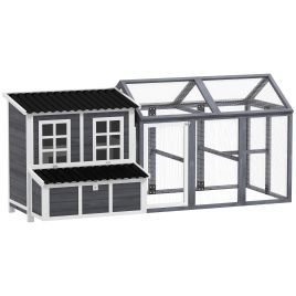 PAWSTER 2-Piece Wooden Chicken Coop and Run Set, Poultry Run Cage with Nesting Box, Slide-Out Tray, Roof, Perch