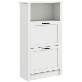 SCOTA 2 Flip Drawers Shoe Cabinet with Adjustable Shelves, Holds 10 Pairs - White