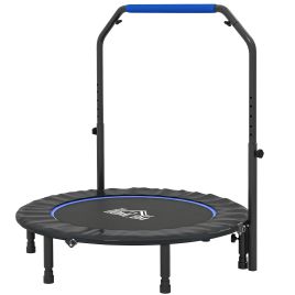 HERON 45-Inch Foldable Mini Fitness Trampoline, with Adjustable Foam Handle, Blue