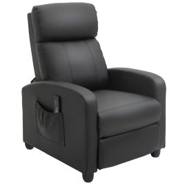 Recliner Sofa Chair PU Leather Massage Armcair w/ Footrest and Remote Control for Living Room, Bedroom, Home Theater, Black