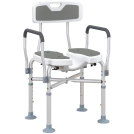 HERON Shower Chair with Upgraded U-shaped Seat and Reinforced Crossbars, Grey