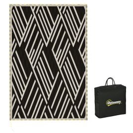 Jones Reversible Outdoor Rug with LED Lights - Black and Coffee