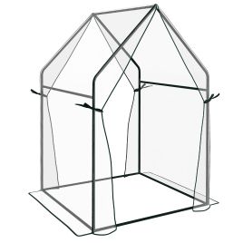 Mini Greenhouse, Garden Tomato Growhouse with 2 Zipped Doors, Portable Indoor Outdoor Green House, 90 x 90 x 145cm, Clear