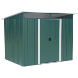 Pent Roofed Metal Garden Shed House Hut Gardening Tool Storage w/ Ventilation 260L x 194W x 200H cm