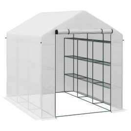 SUNVISTA 8 x 6ft Walk-In Greenhouse, with Shelves - White
