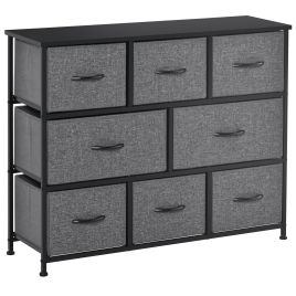 TANKIS Grey Chest of Drawers - Medium-sized, 8 Drawers, Fabric Drawers