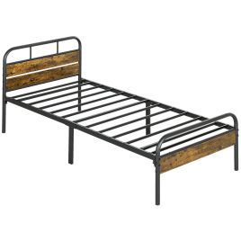 Single Bed - Industrial Metal 3ft Bed Frame Brown