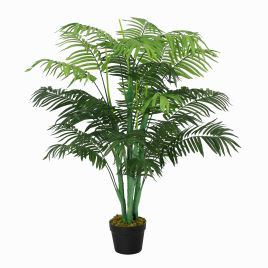 125cm/4FT Artificial Palm Plant Decorative Tree with 18 Leaves Nursery Pot Fake Plastic Indoor Outdoor Home Office Décor, Green