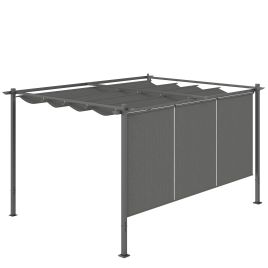 SUNVISTA 3x4m Metal Pergola with Retractable Roof, Wall-Mounted or Freestanding, UPF30+ - Grey