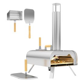 SUNVISTA Portable Outdoor Pizza Oven with Stone, Peel & Chimney, Wood Pellet Pizza Maker, Stainless Steel