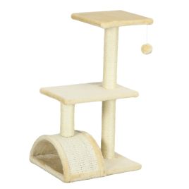 72cm Cat Tree with Scratching Post, Pad for Indoor Cats - Cream White