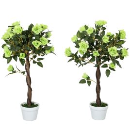 SUNVISTA Set of Two Faux Rose Trees - Green
