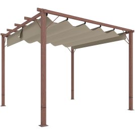 SUNVISTA 3 x 3 m Retractable Roof Pergola - Natural Wood Finish