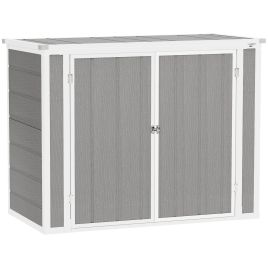 SUNVISTA 4.7 x 2.5FT Garden Shed, Double Bin Storage Shed with Lockable Doors, Grey