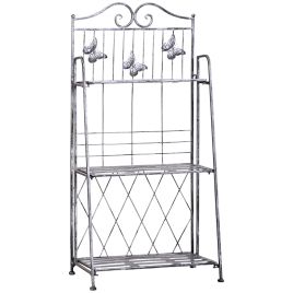 Indoor Outdoor Freestanding 3-Tier Garden Plant Stand Metal Flower Display Rack for Potted Plants Balcony Décor 44L x 25W x 96H cm