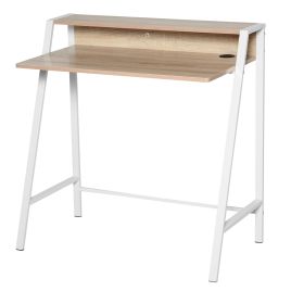 Writing Desk Computer Table Home Office PC Laptop Workstation Storage Shelf Color White and Oak