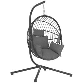 Outdoor Swing Chair with Padded Cushion and Metal Stand