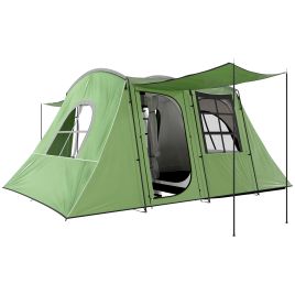 SUNVISTA 3-4 Man Tunnel Tent with Porch & Living Area, 3000mm Waterproof, Family Camping Tent - Green